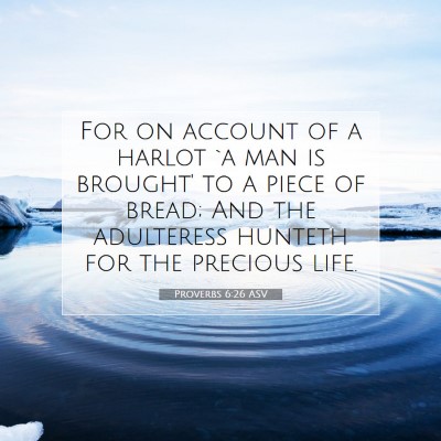 Picture 07 - Proverbs 6:26 ASV - For on account of a harlot `a man is brought' to - Bible Verse Picture
