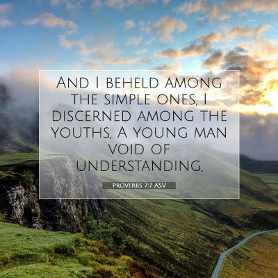Picture 07 - Proverbs 7:7 ASV - And I beheld among the simple ones, I discerned - Bible Verse Picture