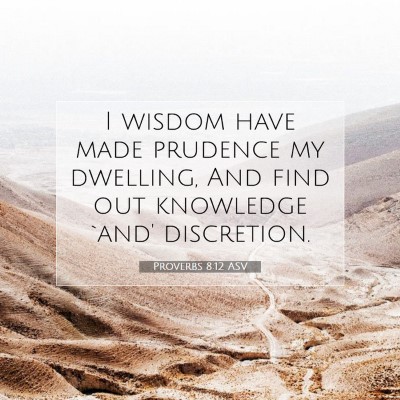 Picture 07 - Proverbs 8:12 ASV - I wisdom have made prudence my dwelling, And find - Bible Verse Picture
