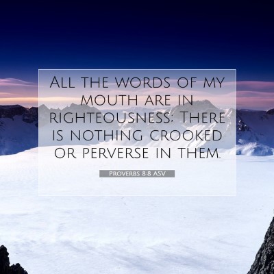 Picture 07 - Proverbs 8:8 ASV - All the words of my mouth are in righteousness; - Bible Verse Picture