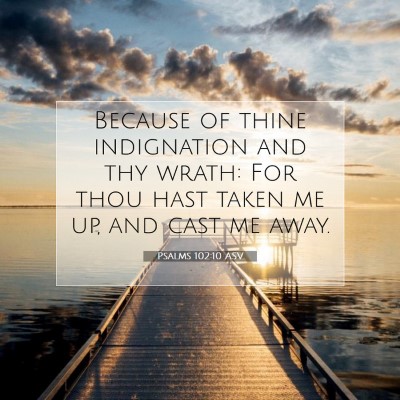 Picture 07 - Psalms 102:10 ASV - Because of thine indignation and thy wrath: For - Bible Verse Picture
