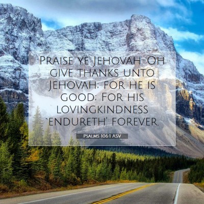 Picture 07 - Psalms 106:1 ASV - Praise ye Jehovah. Oh give thanks unto Jehovah; - Bible Verse Picture
