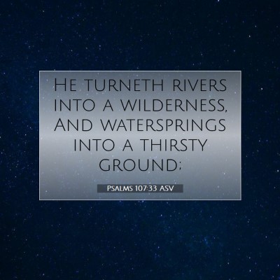 Picture 07 - Psalms 107:33 ASV - He turneth rivers into a wilderness, And - Bible Verse Picture