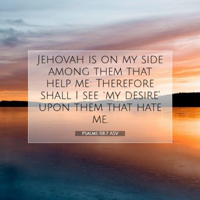 Picture 07 - Psalms 118:7 ASV - Jehovah is on my side among them that help me: - Bible Verse Picture