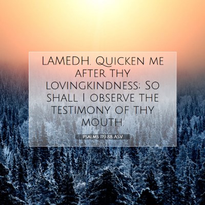 Picture 07 - Psalms 119:88 ASV - LAMEDH. Quicken me after thy lovingkindness; So - Bible Verse Picture