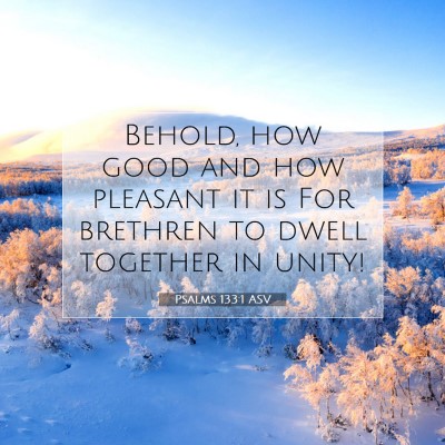 Picture 07 - Psalms 133:1 ASV - Behold, how good and how pleasant it is For - Bible Verse Picture