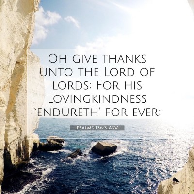 Picture 07 - Psalms 136:3 ASV - Oh give thanks unto the Lord of lords; For his - Bible Verse Picture