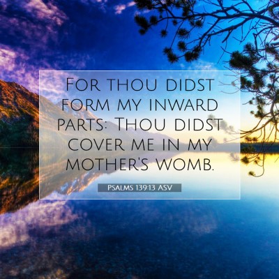 Picture 07 - Psalms 139:13 ASV - For thou didst form my inward parts: Thou didst - Bible Verse Picture