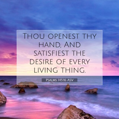 Picture 07 - Psalms 145:16 ASV - Thou openest thy hand, And satisfiest the desire - Bible Verse Picture
