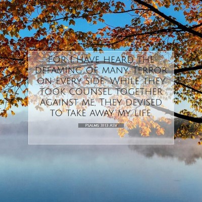 Picture 07 - Psalms 31:13 ASV - For I have heard the defaming of many, Terror on - Bible Verse Picture