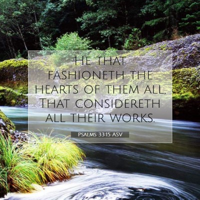Picture 07 - Psalms 33:15 ASV - He that fashioneth the hearts of them all, That - Bible Verse Picture