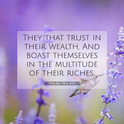 Picture 07 - Psalms 49:6 ASV - They that trust in their wealth, And boast - Bible Verse Picture