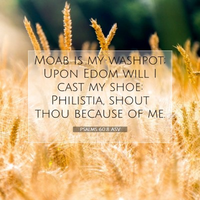 Picture 07 - Psalms 60:8 ASV - Moab is my washpot; Upon Edom will I cast my - Bible Verse Picture