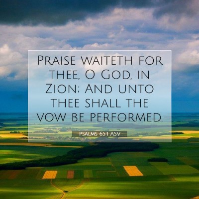 Picture 07 - Psalms 65:1 ASV - Praise waiteth for thee, O God, in Zion; And unto - Bible Verse Picture