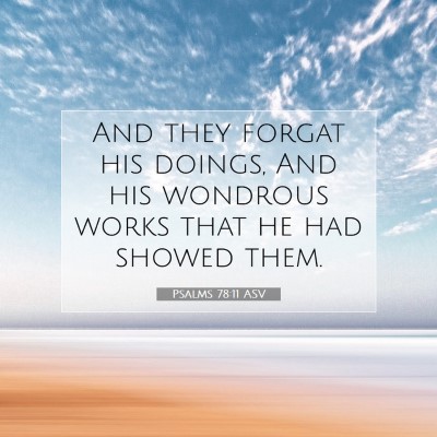 Picture 07 - Psalms 78:11 ASV - And they forgat his doings, And his wondrous - Bible Verse Picture
