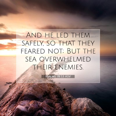 Picture 07 - Psalms 78:53 ASV - And he led them safely, so that they feared not; - Bible Verse Picture