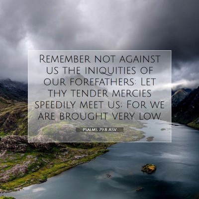 Picture 07 - Psalms 79:8 ASV - Remember not against us the iniquities of our - Bible Verse Picture