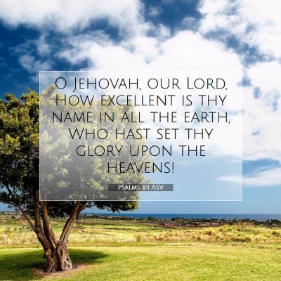 Picture 07 - Psalms 8:1 ASV - O Jehovah, our Lord, How excellent is thy name in - Bible Verse Picture