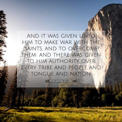 Picture 07 - Revelation 13:7 ASV - And it was given unto him to make war with the - Bible Verse Picture