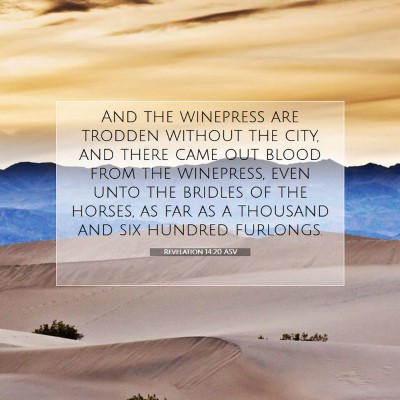 Picture 07 - Revelation 14:20 ASV - And the winepress are trodden without the city, - Bible Verse Picture