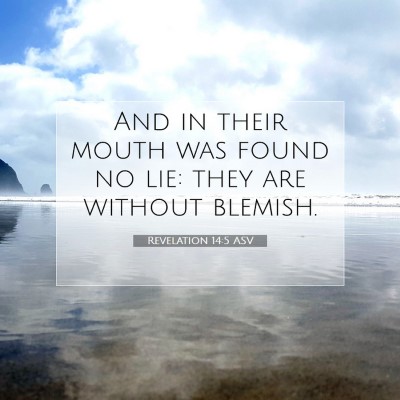 Picture 07 - Revelation 14:5 ASV - And in their mouth was found no lie: they are - Bible Verse Picture