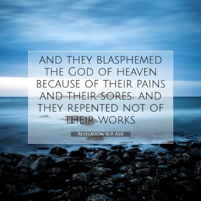 Picture 07 - Revelation 16:11 ASV - and they blasphemed the God of heaven because of - Bible Verse Picture