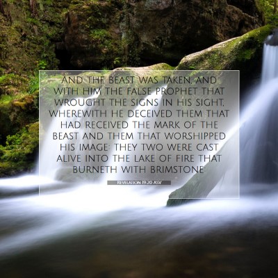 Picture 07 - Revelation 19:20 ASV - And the beast was taken, and with him the false - Bible Verse Picture