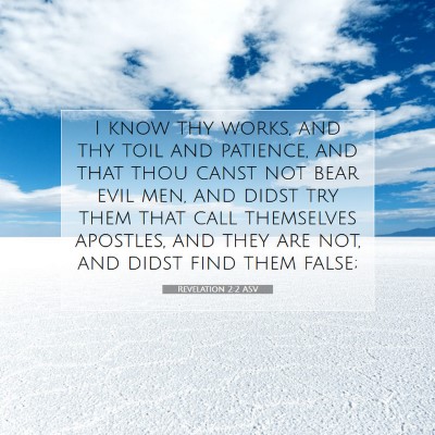 Picture 07 - Revelation 2:2 ASV - I know thy works, and thy toil and patience, and - Bible Verse Picture