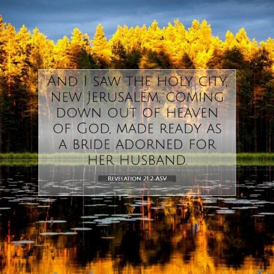 Picture 07 - Revelation 21:2 ASV - And I saw the holy city, new Jerusalem, coming - Bible Verse Picture