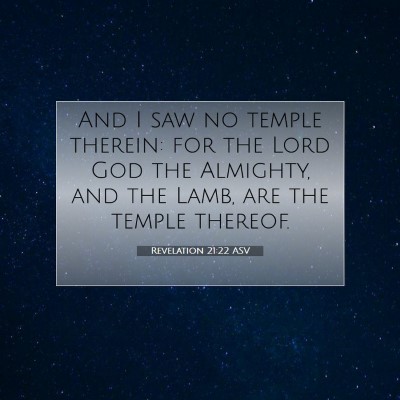 Picture 07 - Revelation 21:22 ASV - And I saw no temple therein: for the Lord God the - Bible Verse Picture