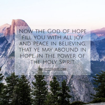 Picture 07 - Romans 15:13 ASV - Now the God of hope fill you with all joy and - Bible Verse Picture