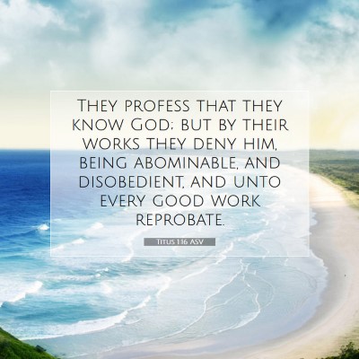 Picture 07 - Titus 1:16 ASV - They profess that they know God; but by their - Bible Verse Picture