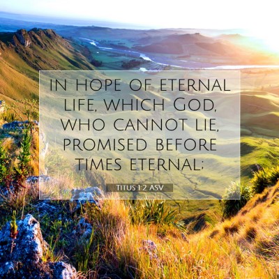 Picture 07 - Titus 1:2 ASV - in hope of eternal life, which God, who cannot - Bible Verse Picture