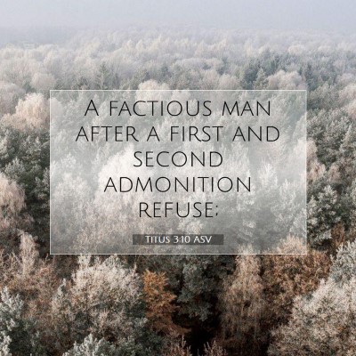 Picture 07 - Titus 3:10 ASV - A factious man after a first and second - Bible Verse Picture