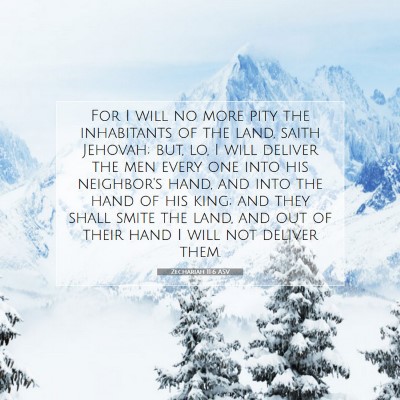 Picture 07 - Zechariah 11:6 ASV - For I will no more pity the inhabitants of the - Bible Verse Picture