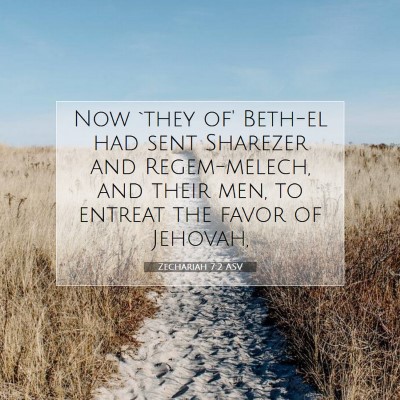 Picture 07 - Zechariah 7:2 ASV - Now `they of' Beth-el had sent Sharezer and - Bible Verse Picture