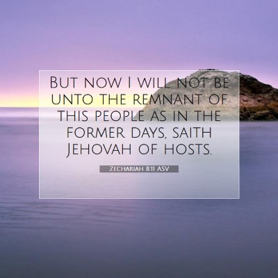Picture 07 - Zechariah 8:11 ASV - But now I will not be unto the remnant of this - Bible Verse Picture