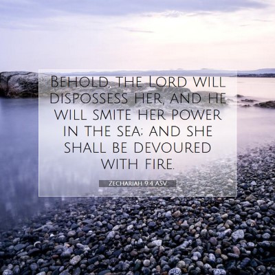 Picture 07 - Zechariah 9:4 ASV - Behold, the Lord will dispossess her, and he will - Bible Verse Picture