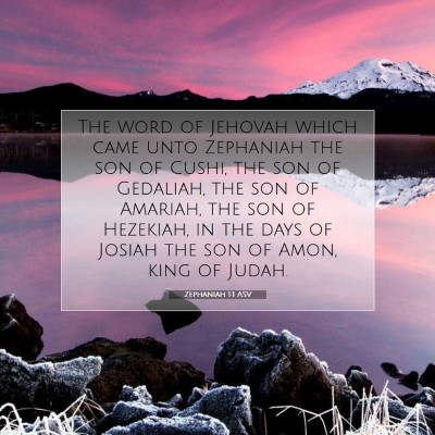 Picture 07 - Zephaniah 1:1 ASV - The word of Jehovah which came unto Zephaniah the - Bible Verse Picture