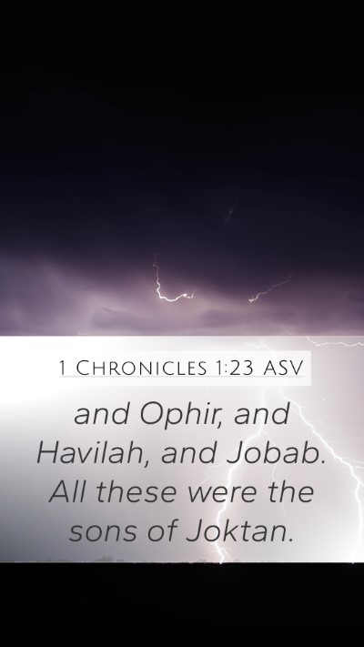 1 Chronicles 1:23 ASV Mobile Phone Wallpaper - and Ophir, and Havilah, and Jobab. All these were - Mobile Bible Verse Wallpaper