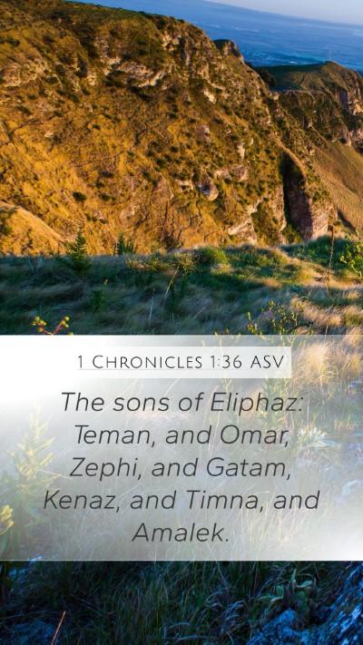 1 Chronicles 1:36 ASV Mobile Phone Wallpaper - The sons of Eliphaz: Teman, and Omar, Zephi, and - Mobile Bible Verse Wallpaper