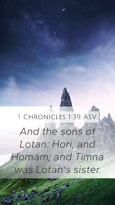 1 Chronicles 1:39 ASV Mobile Phone Wallpaper - And the sons of Lotan: Hori, and Homam; and Timna - Mobile Bible Verse Wallpaper