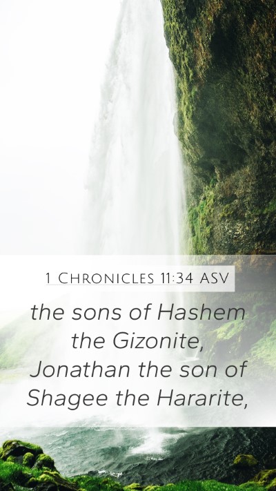 1 Chronicles 11:34 ASV Bible Verse Image