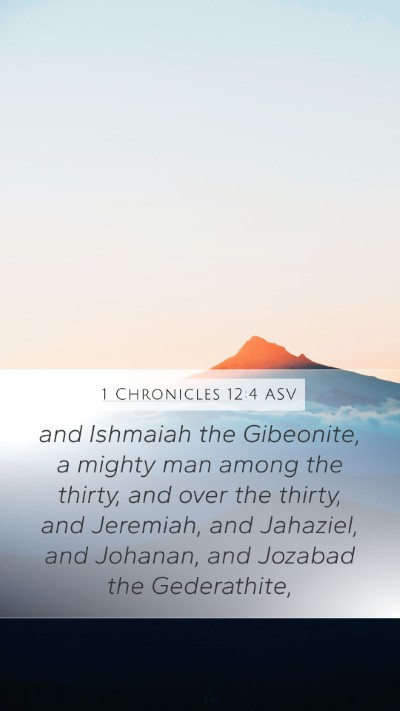 1 Chronicles 12:4 ASV Mobile Phone Wallpaper - and Ishmaiah the Gibeonite, a mighty man among - Mobile Bible Verse Wallpaper