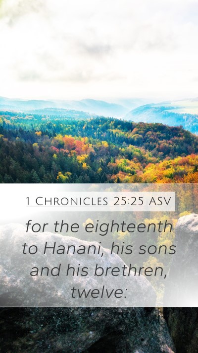 1 Chronicles 25:25 ASV Mobile Phone Wallpaper - for the eighteenth to Hanani, his sons and his - Mobile Bible Verse Wallpaper