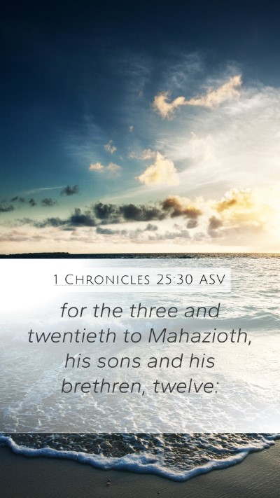 1 Chronicles 25:30 ASV Mobile Phone Wallpaper - for the three and twentieth to Mahazioth, his - Mobile Bible Verse Wallpaper