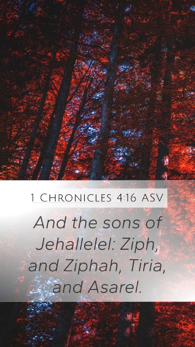 1 Chronicles 4:16 ASV Mobile Phone Wallpaper - And the sons of Jehallelel: Ziph, and Ziphah, - Mobile Bible Verse Wallpaper