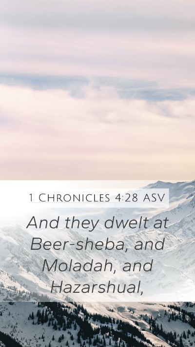 1 Chronicles 4:28 ASV Bible Verse Image
