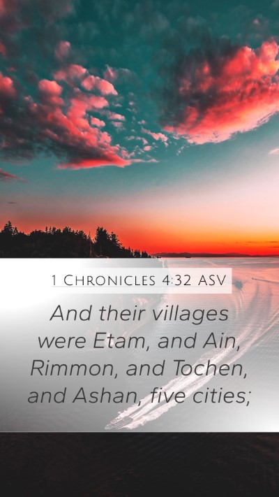 1 Chronicles 4:32 ASV Bible Verse Image