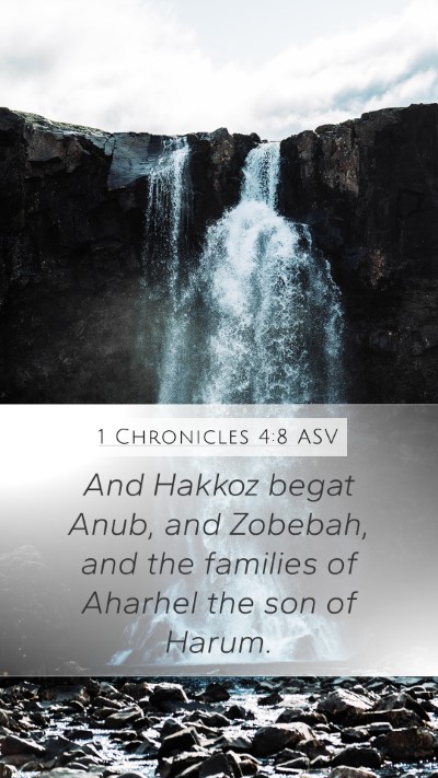 1 Chronicles 4:8 ASV Mobile Phone Wallpaper - And Hakkoz begat Anub, and Zobebah, and the - Mobile Bible Verse Wallpaper